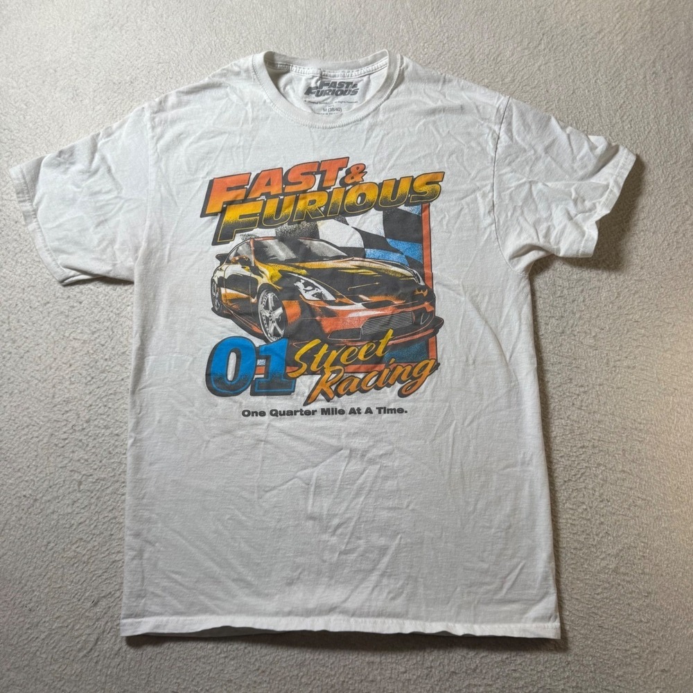 Fast & Furious T Shirt Mens Medium White Good Street Racing Nissan 350Z Graphic